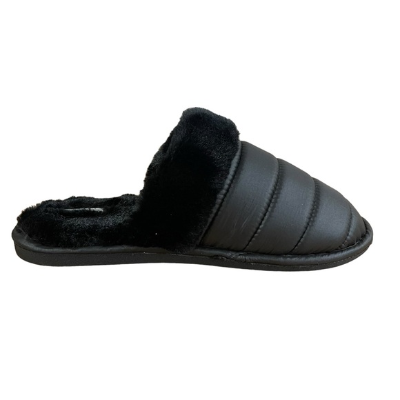 Kooba black quilted slippers with faux fur lining and trim Large (8-9) - Picture 3 of 9
